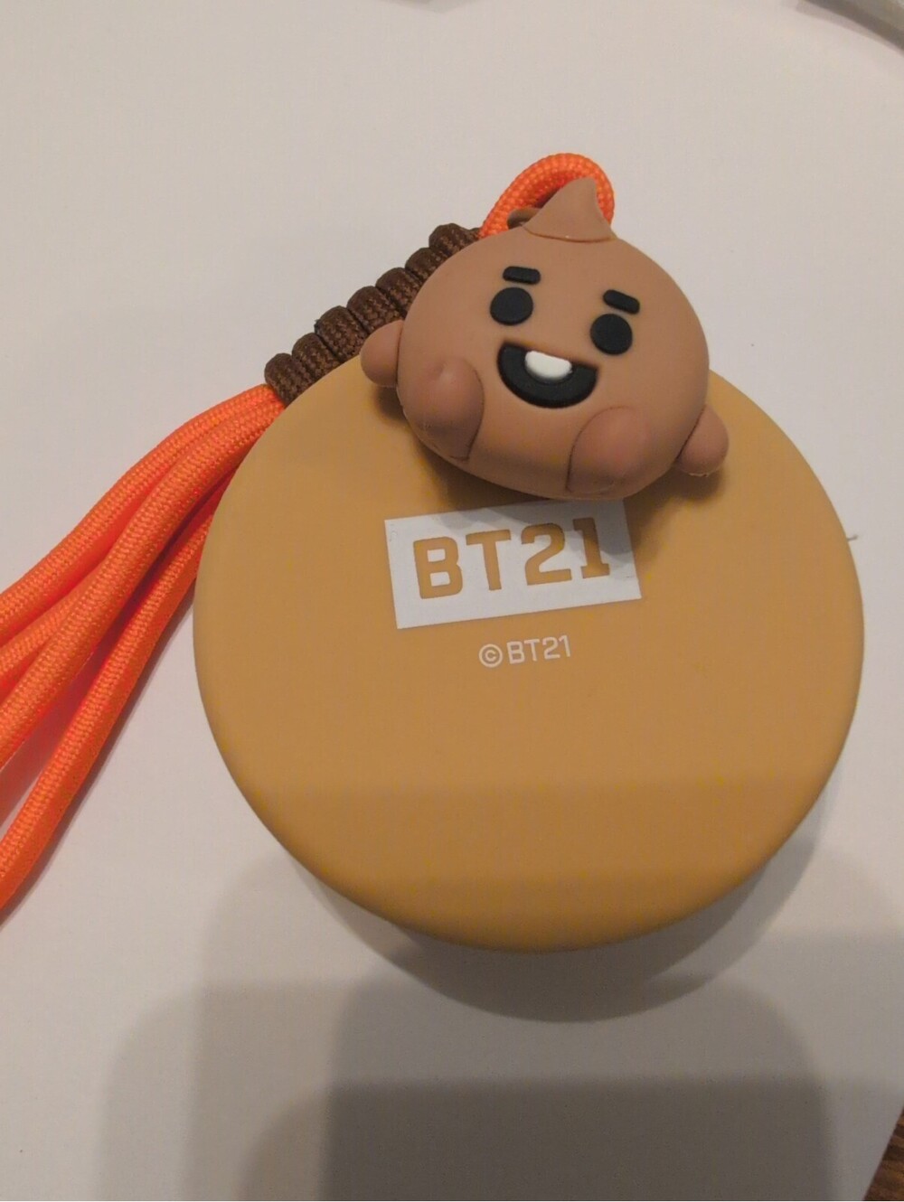 BT21 Shooky Silicone Coin Purse with Orange Wrist Strap